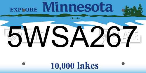 5WSA267 Minnesota License Plate