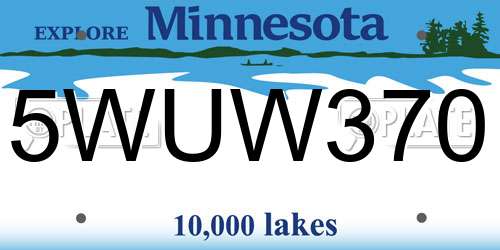 5WUW370 Minnesota License Plate