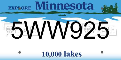 5WW925 Minnesota License Plate