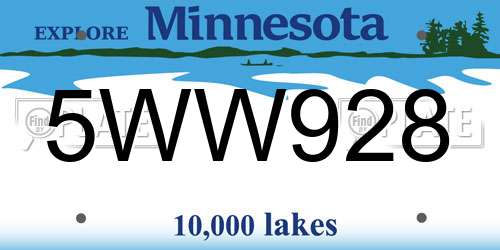 5WW928 Minnesota License Plate