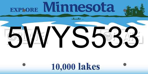 5WYS533 Minnesota License Plate