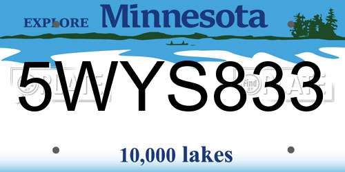 5WYS833 Minnesota License Plate