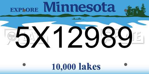 5X12989 Minnesota License Plate