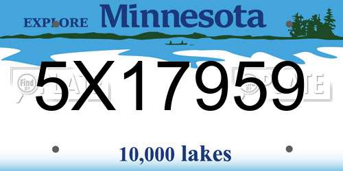 5X17959 Minnesota License Plate