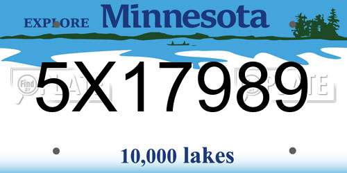 5X17989 Minnesota License Plate