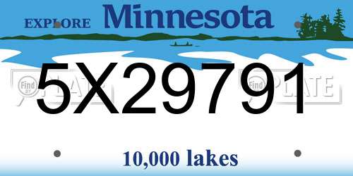 5X29791 Minnesota License Plate