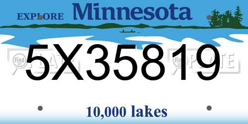 5X35819 Minnesota License Plate