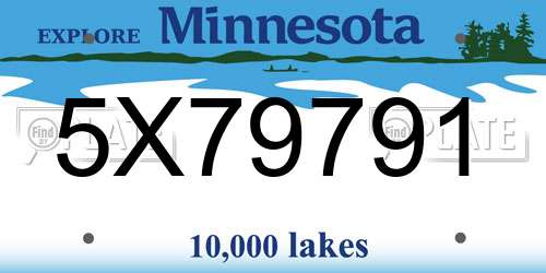 5X79791 Minnesota License Plate