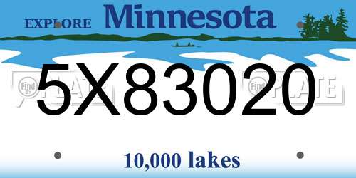 5X83020 Minnesota License Plate