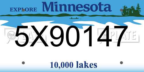 5X90147 Minnesota License Plate