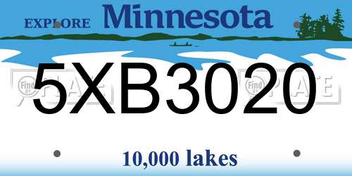 5XB3020 Minnesota License Plate