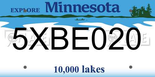 5XBE020 Minnesota License Plate
