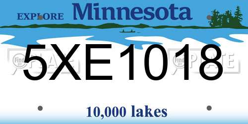 5XE1018 Minnesota License Plate