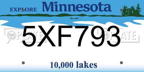 5XF793 Minnesota License Plate