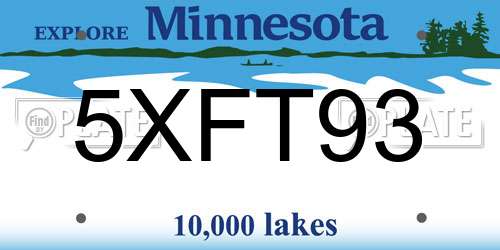 5XFT93 Minnesota License Plate