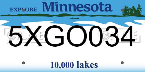 5XGO034 Minnesota License Plate