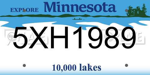 5XH1989 Minnesota License Plate