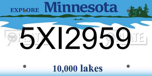 5XI2959 Minnesota License Plate