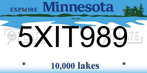 5XIT989 Minnesota License Plate