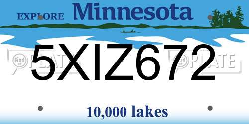 5XIZ672 Minnesota License Plate