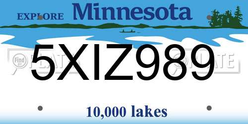5XIZ989 Minnesota License Plate