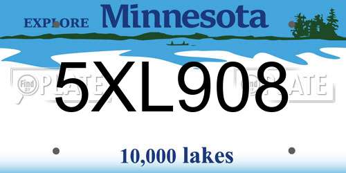 5XL908 Minnesota License Plate