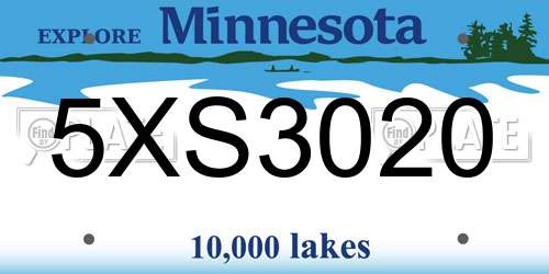 5XS3020 Minnesota License Plate