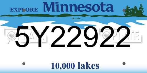 5Y22922 Minnesota License Plate