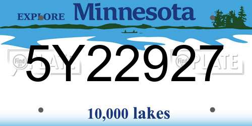 5Y22927 Minnesota License Plate