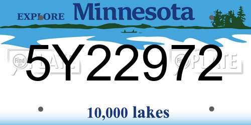 5Y22972 Minnesota License Plate