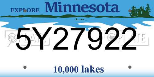 5Y27922 Minnesota License Plate