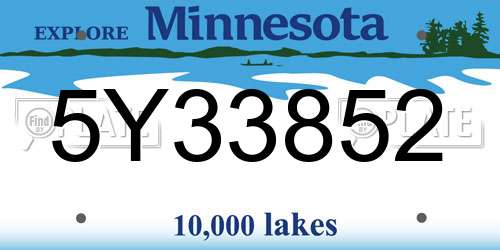 5Y33852 Minnesota License Plate