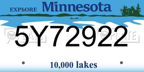 5Y72922 Minnesota License Plate