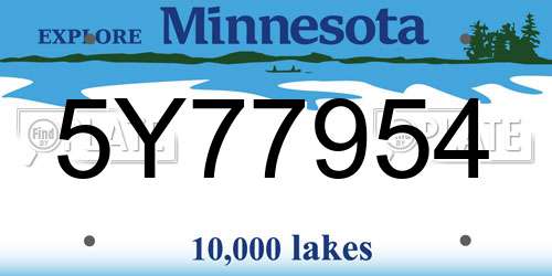 5Y77954 Minnesota License Plate