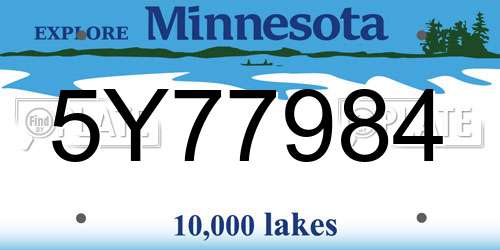 5Y77984 Minnesota License Plate