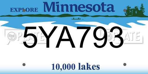 5YA793 Minnesota License Plate