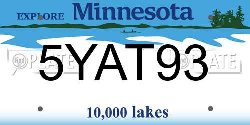5YAT93 Minnesota License Plate