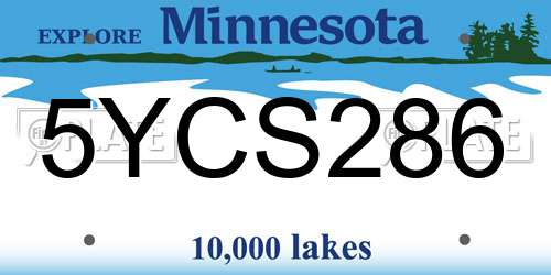5YCS286 Minnesota License Plate