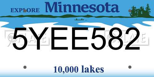 5YEE582 Minnesota License Plate