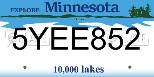 5YEE852 Minnesota License Plate