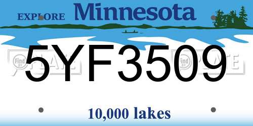 5YF3509 Minnesota License Plate