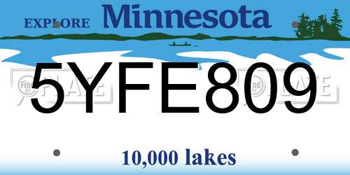 5YFE809 Minnesota License Plate