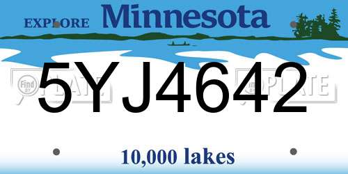 5YJ4642 Minnesota License Plate
