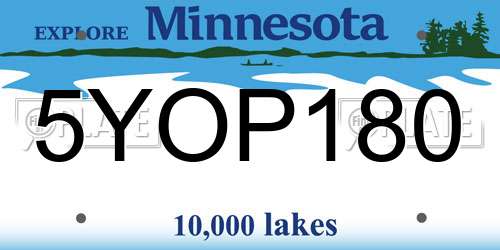 5YOP180 Minnesota License Plate