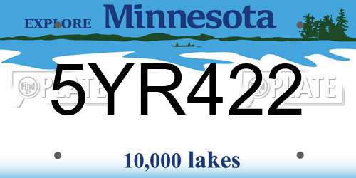 5YR422 Minnesota License Plate