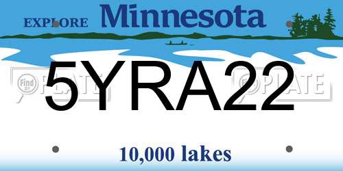 5YRA22 Minnesota License Plate