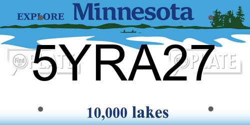 5YRA27 Minnesota License Plate