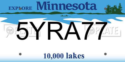 5YRA77 Minnesota License Plate