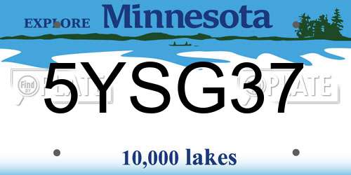 5YSG37 Minnesota License Plate