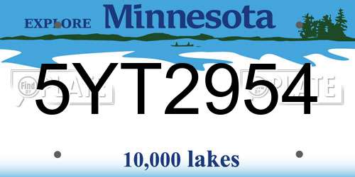 5YT2954 Minnesota License Plate